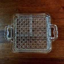 Vintage Divided (3-Section) Clear Depression Pressed Glass Relish Dish w/ Handle