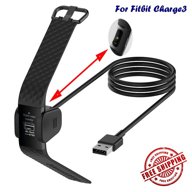 For Fitbit Charge3 Fitness Tracker 5V USB Charging Cable Charger Clamp