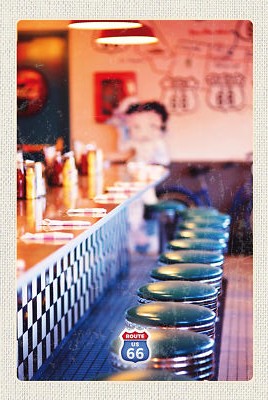 Holzschild 18x12 Amerika USA Route 66 Restaurant Café Wand Deko Bar Kneipe Samml