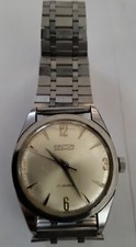 Vintage Croton Waterproof Swiss Gold-Dial Mens Watch Silvertone/ Stainless