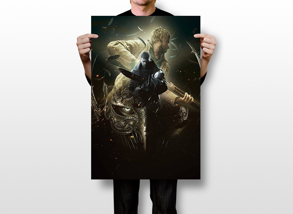 Poster su tela, motivo: Resident Evil Village Alcina Dimitrescu Lady, decorazione artistica da parete per soggiorno e camera da letto, con cornice, 20 x 30 cm