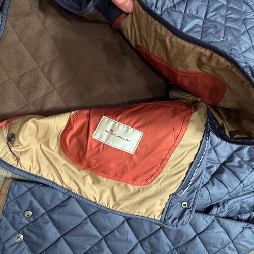 Peter Millar Jacket Mens XL Blue Suffolk Quilted Travel Coat Puffer Adult Preppy - Picture 5 of 11