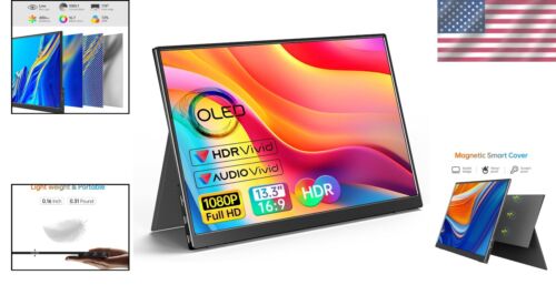 High-Definition 13.3'' OLED Monitor with Dual Stereo Speakers - Eye-Care Tech - Picture 2 of 11