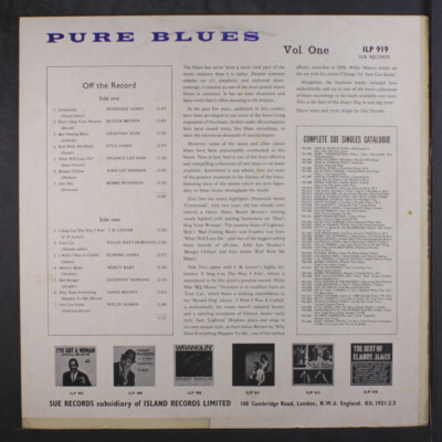 英LP Various Pure Blues (Volume One) ILP919 Sue Records /00260 VARIOUS: pure blues, vol. 1 SUE 12