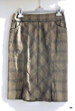 ZAPA jupe mi-longue grands carreaux, plis, beige marron 2 poches  Taille 40