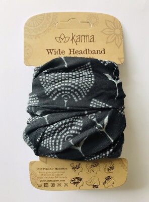 BLACK TULIP wide headband by Karma Gifts boho bandeau natural life hippie floral
