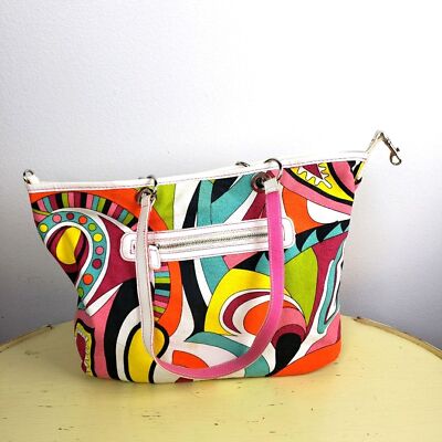 Women's 1960's Psychedelic Canvas Reverseable Hot Pink Shoulder Tote