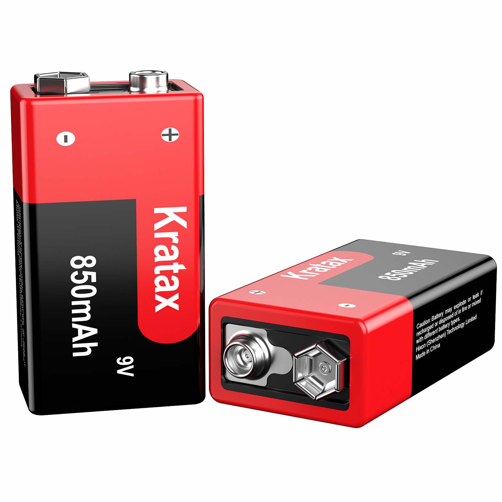 Kratax 850mAh 9V Rechargeable Lithium Batteries for Smoke Alarm