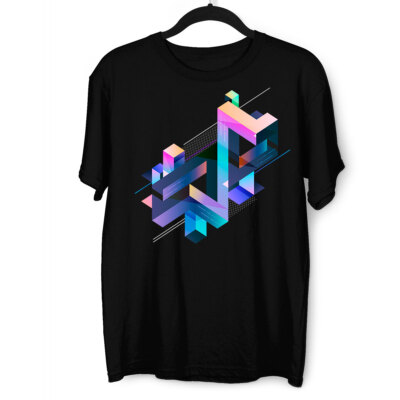 T-Shirt Abstrakt 3D geometrisch mehrfarbig Komposition Geschenk lustig männlich Kinder Shirt