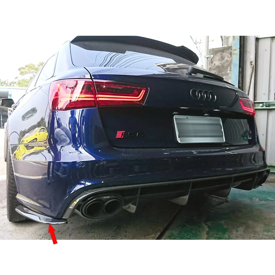 Carbon Fiber For Audi RS6 C7 5DR Avant Rear Side bumper Bar Splitter 2013-2018 Foto 3 de 4