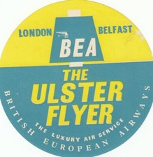 Poczta lotnicza-Vintage BEA Ulster - etykieta (średnica 9 cm)