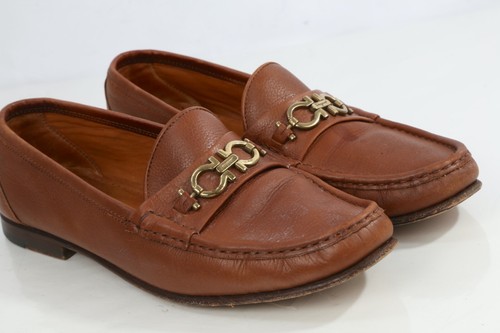 Mocasines Gancini vintage Salvatore Ferragamo de cuero marrón talla 9,5 B - Imagen 7 de 15