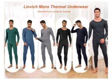 Linvich Mens Long Johns Set Fleece Lined Thermal Underwear