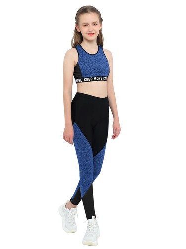 iEFiEL Reggiseno sportivo ragazza + pantaloni tuta da allenamento abbigliamento sportivo set tuta da jogging - Foto 50 di 78