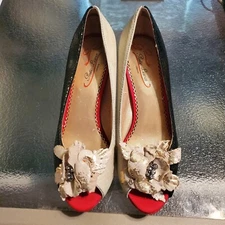 Poetic License Faithfully Yours Snake Metallic Pump Women's 6.5 Peep Toe 