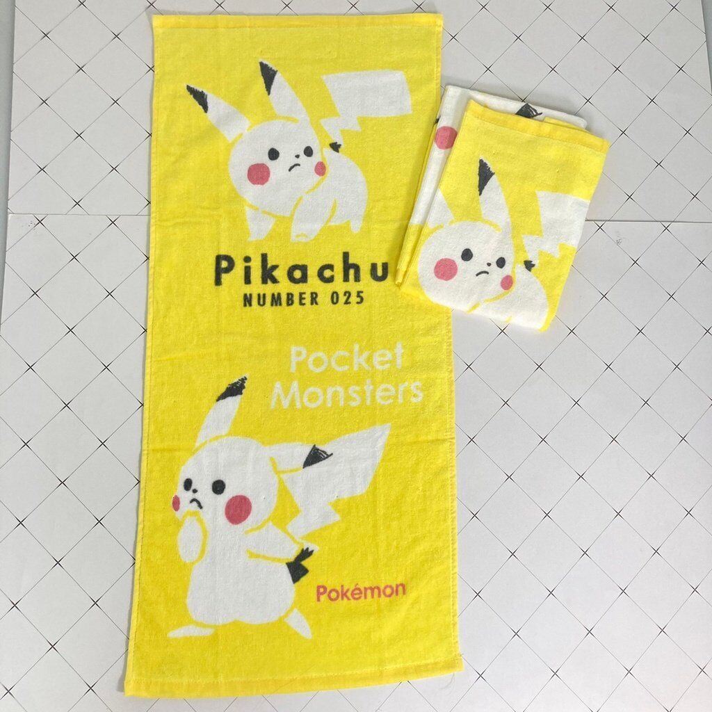 Pikachu Towel 2pcs Pokemon Cartoon Face Hand Washing Soft Cleaning