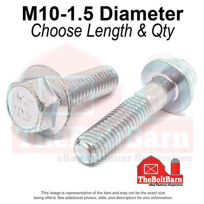M10-1.5 Class 10.9 Hex Flange Screws Frame Bolts Zinc Clear (Pick Length &Qty)