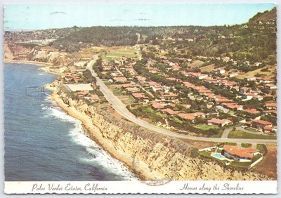 Vintage Palos Verdes Estates California Coastal Homes Postcard GW-481