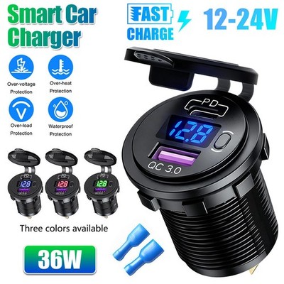 Auto Steckdose PD & QC3.0 USB Ladegerät Buchse 12V für Motorrad KFZ Wasserdicht
