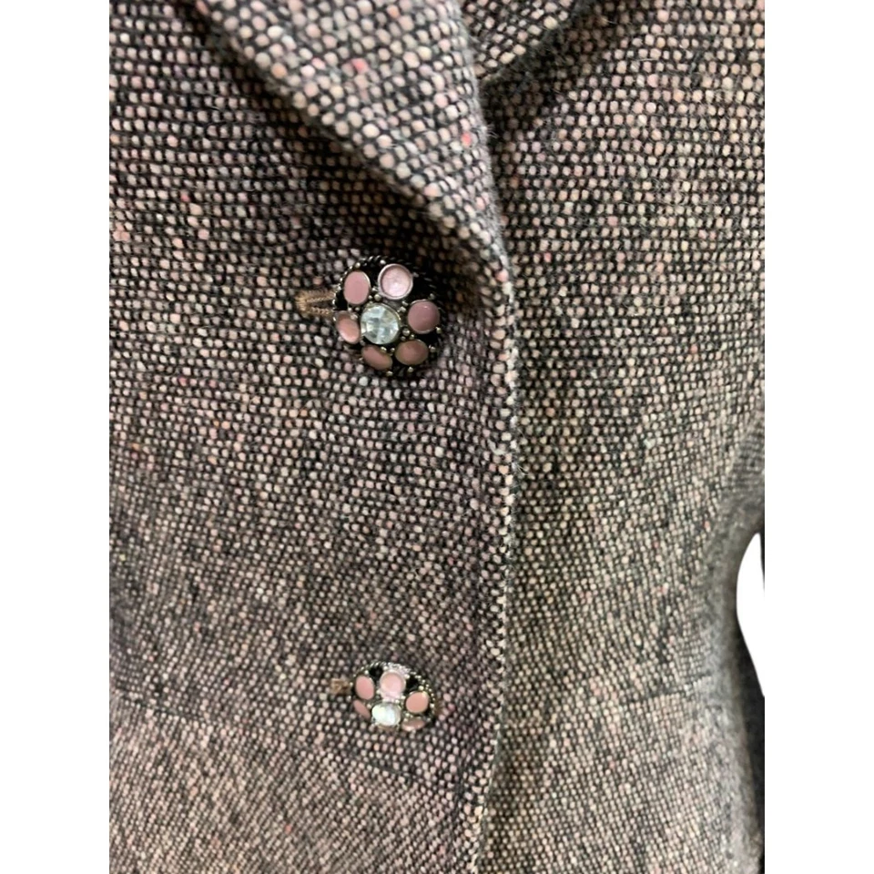 Talla 6 Tahari Falda Traje Chaqueta Tweed Encaje Dobladillo Negro Rosa Púrpura Foto 4 de 4