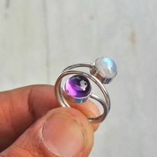 Natural Rainbow Moonstone Ring 925 Sterling Silver Gemstone Ring Beautiful Ring