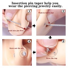 6Pcs Stainless Steel Piercing Kit For Tragus Helix Lip Nose Piercing Jewelry