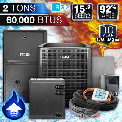 ACiQ 2 Ton 15.2 SEER2 60000 BTU 92% Gas Furnace & R32 AC Split System, Upflow