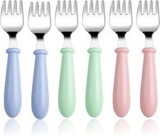 6-Pack Stainless Steel Toddler Forks W/ Round Handle Baby  Kids Utensils