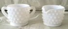 Vintage White Hobnail Milk Glass Cream and Open Sugar Small Set