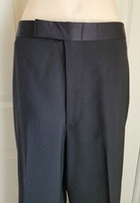 Men's Black Tuxedo Pants Flat Front with Satin Stripe 38 Waist 31.5 Inseam