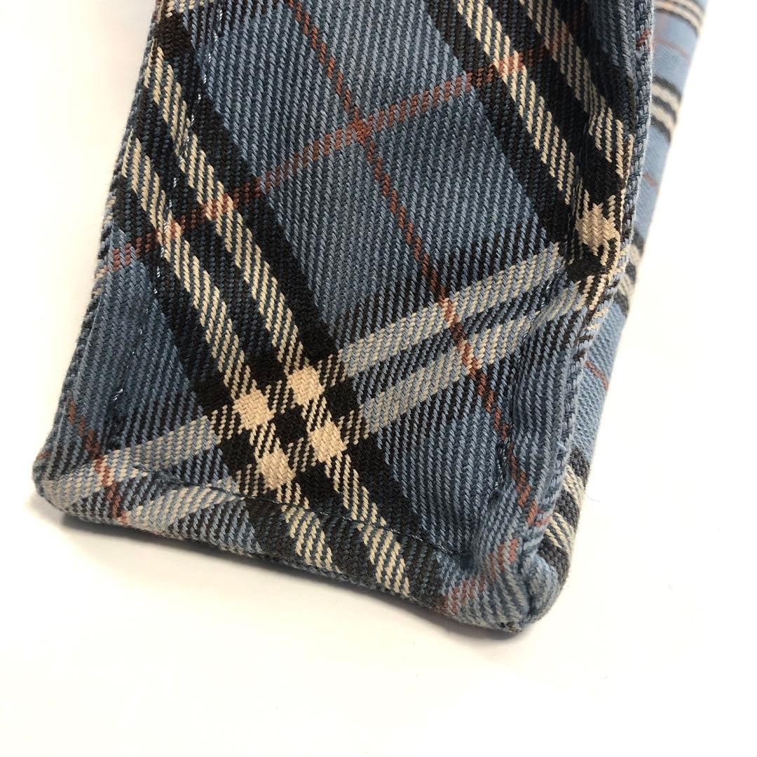 Burberry Blue Label Blue Check Cloth Square Tote Bag Handbag Canvas Bag New thumbnail 22
