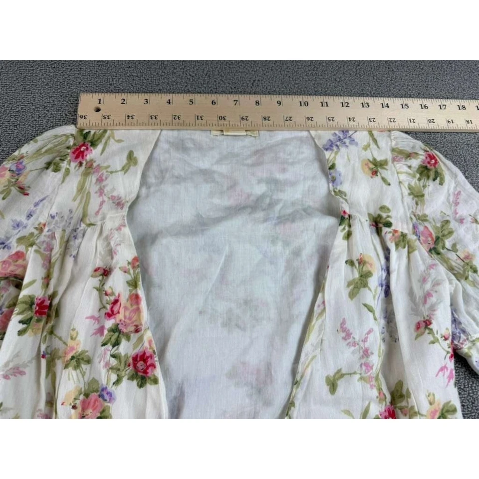 Denim And Supply Ralph Lauren Dress Women M White Cotton Floral Print Ruffle Hem - Image 4 of 4