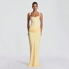 Local Women'S Solid Color Sexy Bodycon Dress, Sleeveless Square Neck Ruched