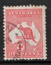 AUSTRALIA 1913-14 1d RED KANGAROO (DIE II) 1st WMK USED SG.2d P.12***