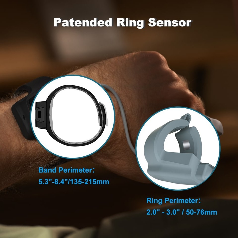 Wellue O2 Max with O2 Ring Probe 72 Hours Continuous Pulse Oximeter ...