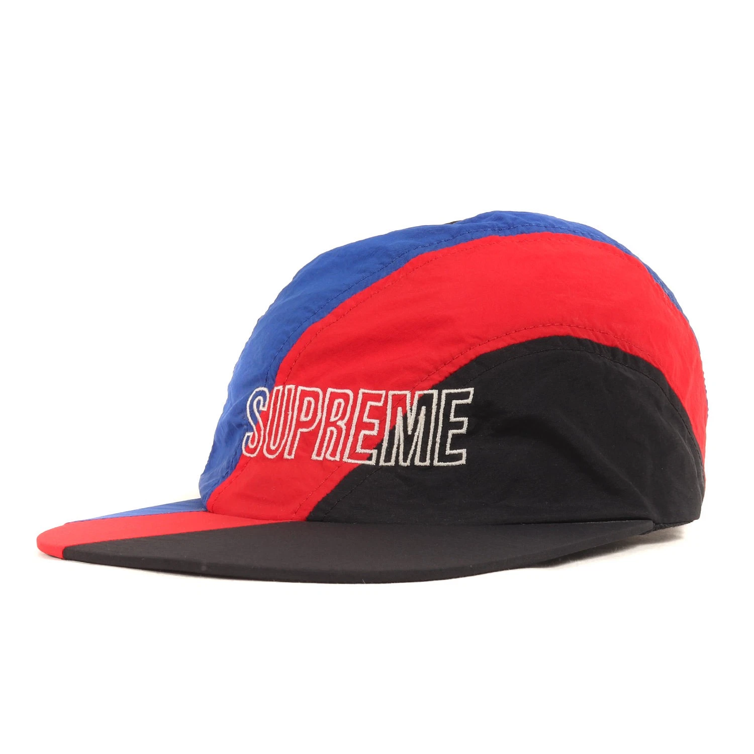 Casquette Supreme Chapeau Nylon Rayure Diagonale Noir Rouge Bleu Chapeau Homme