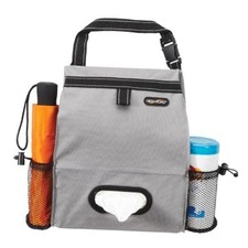 Car Trash Can and Tissue Holder, Hanging Trash Bag Seat Organizer Gray