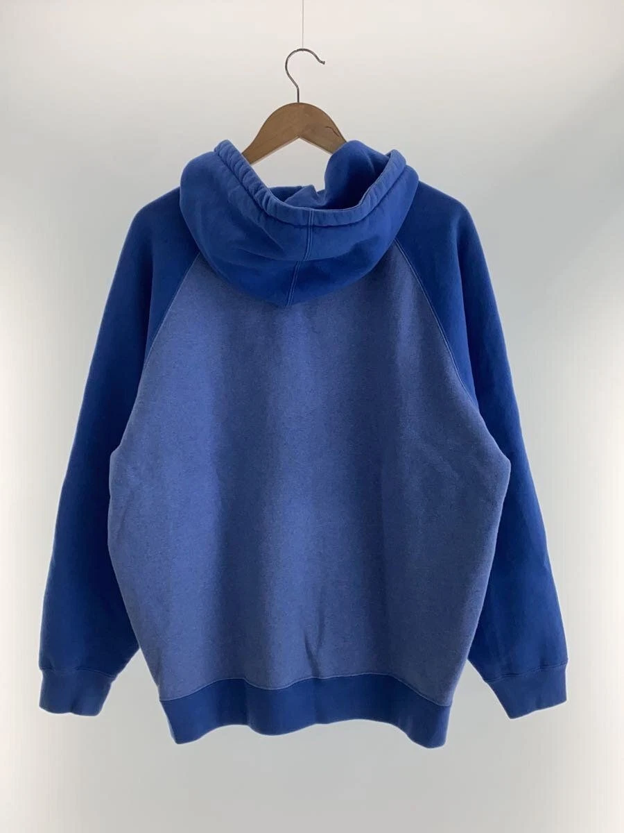 Felpa Supreme con cappuccio L cotone blu tinta unita usata