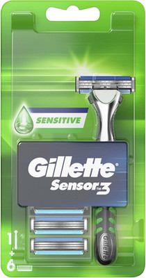 Gillette Sensor3 Sensitive Men's Shaving Razor With 6 Replaceable Cartridges