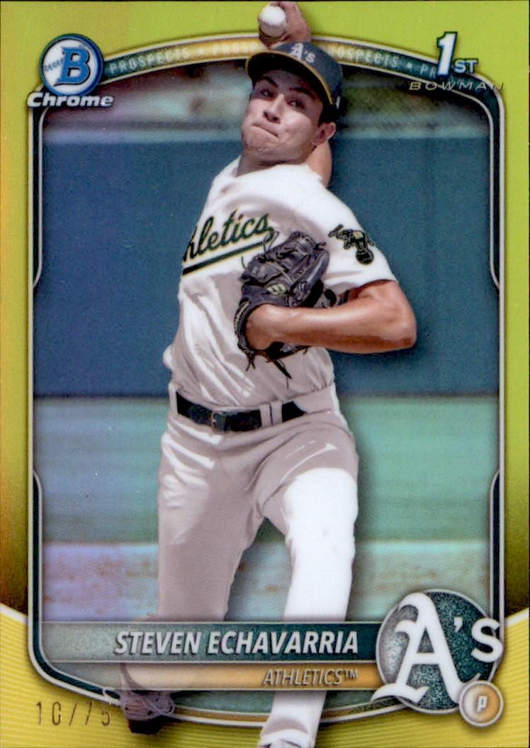 2025 Bowman #BCP-73 Steven Echavarria Chrome Prospects Yellow Refractor #/75