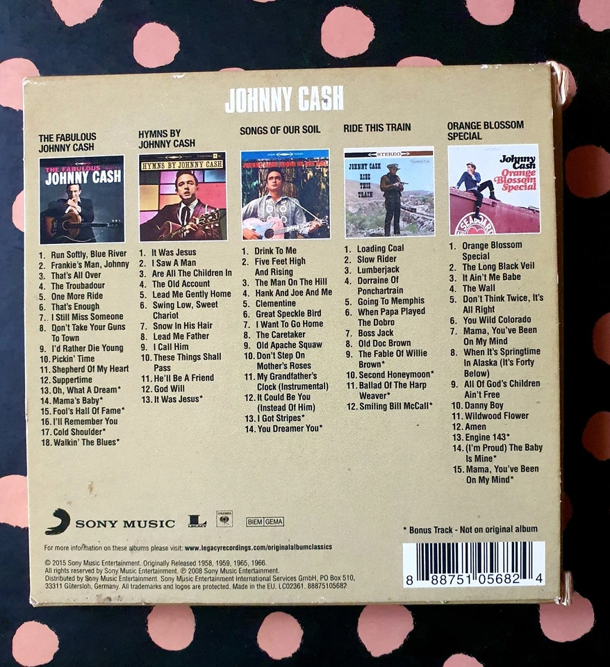 JOHNNY CASH - Original Album Classics - 5-CD-Slimbox Sony 2015 - 15 Bonus-Tracks - Bild 4 von 4