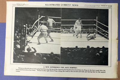 1923 Illustrated Current News - Boxing - Firpa Knocks Dempsey Out of The Ring