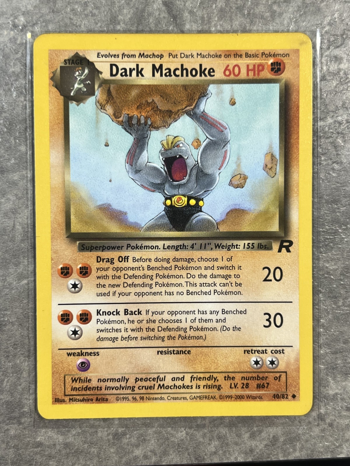 Dark Machoke 40/82 Pokemon TCG Team Rocket Vintage WOTC Card (Damage) 2