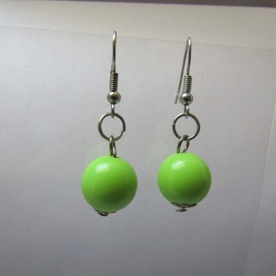 Green Silver Tone Drop Earrings Chic Boho Beach Simple Summer Fashion Jewelry