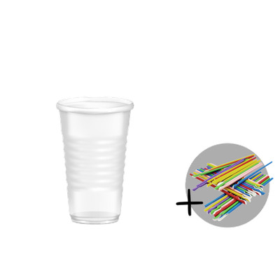 200-3.000 Slush-Becher 200-500 ml - OPTIONAL mit Papier Löffelhalme für Slush