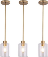 Brass Pendant Lights Kitchen Island - Gold Clear Glass Pendant Light Fixture ...