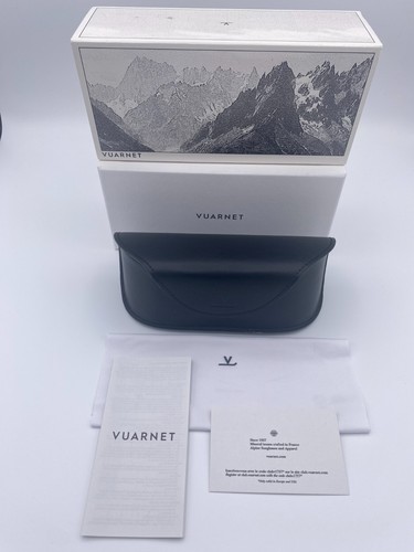 Vuarnet Sunglasses Case Set,Black Hard Leather,Belt Clip,Boxed,Cloth,Auth Card