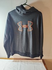 Under Armour Women's Hoodie Fleece Storm Big Logo Loose Fit Gray Large Coldgear