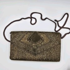 Vintage MCM Robinson Bronze Beaded Evening Clutch Purse