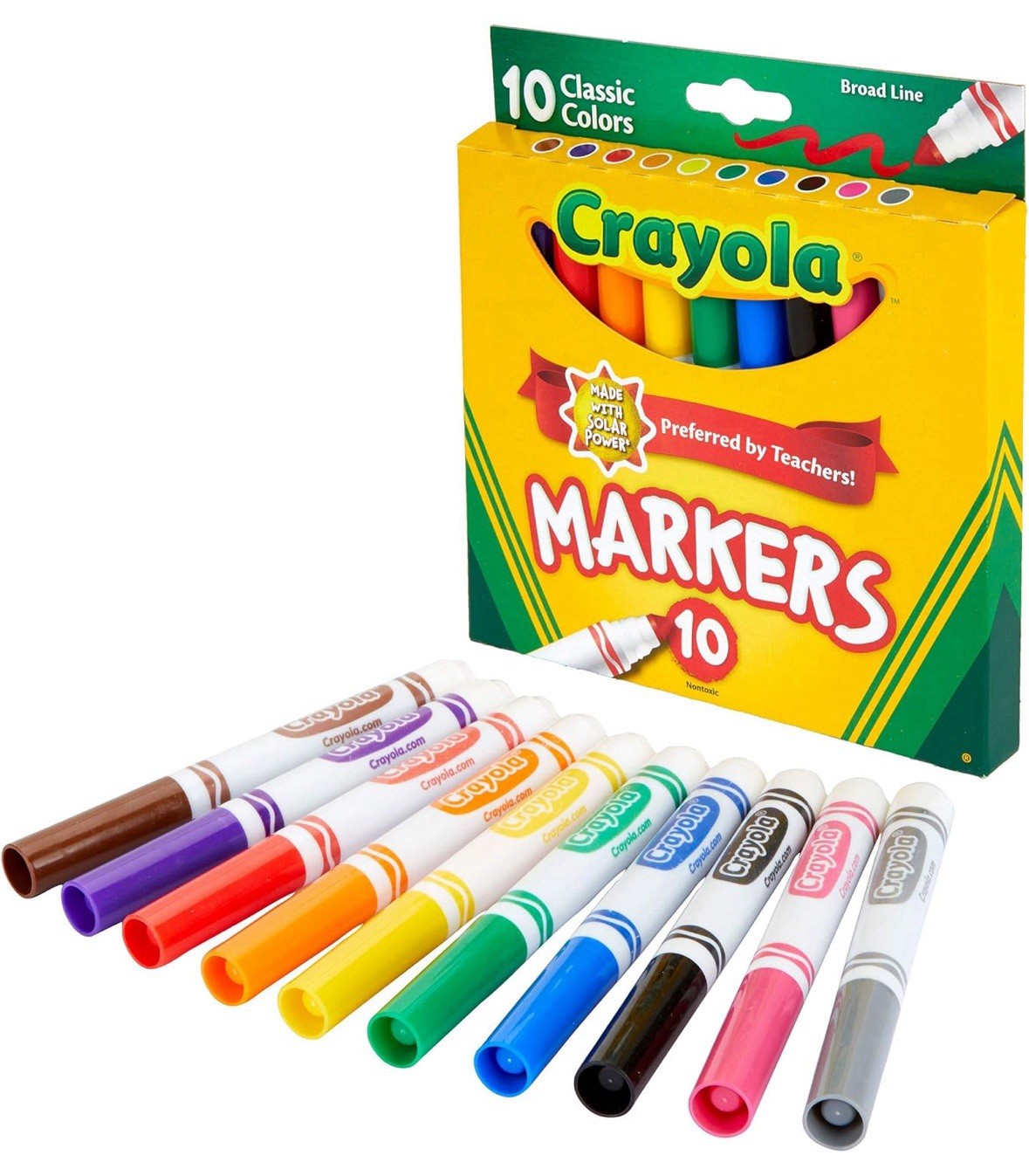 Crayola Broad Line Markers Classic Colors Teachers Kids School Supplies, 10 Ct